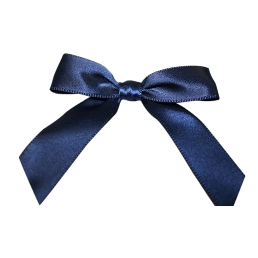 5/8" Ribbon - Pre-Tied Satin Twist Tie Bows - Navy - 100 Bows