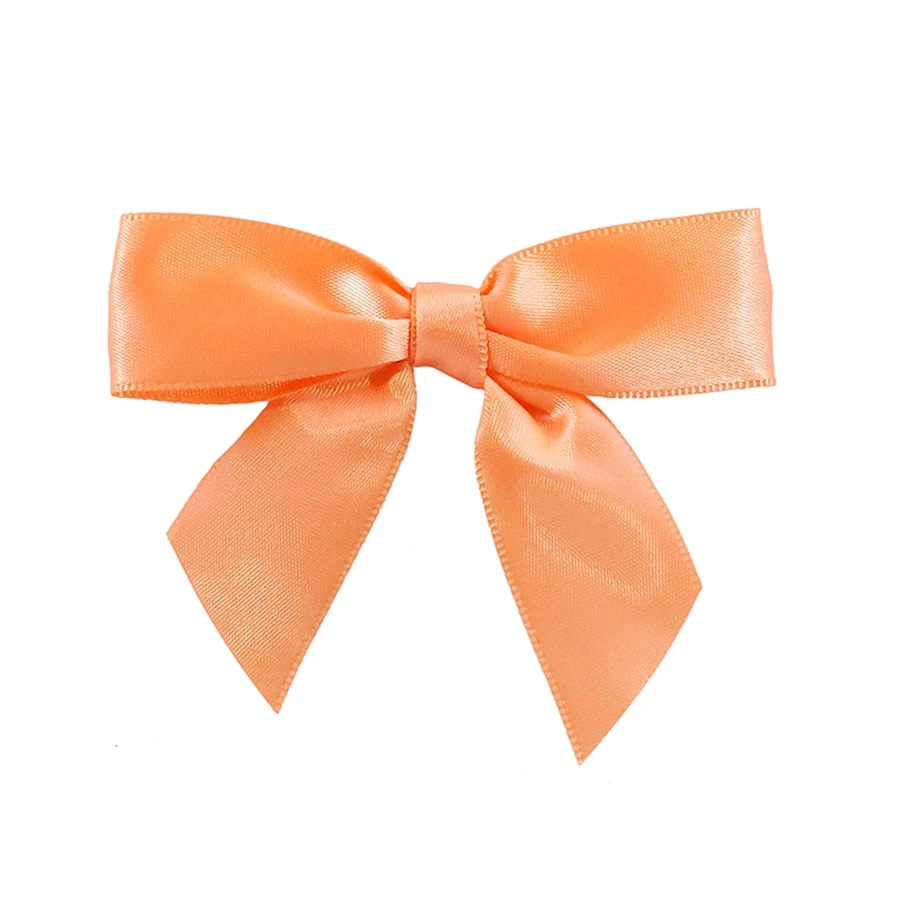 5/8" Ribbon - Pre-Tied Satin Twist Tie Bows - Peach - 100 Bows