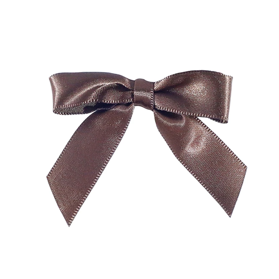 5/8" Ribbon - Pre-Tied Satin Twist Tie Bows - Brown - 100 Bows