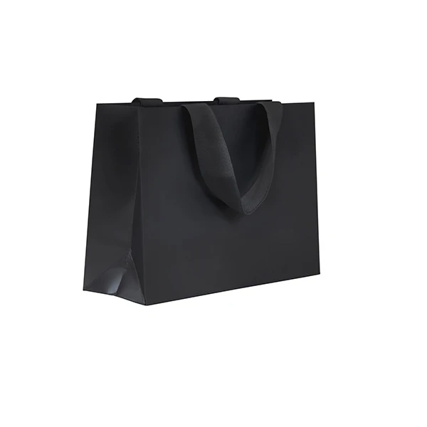 100 Bags - 5th Avenue Luxury Paper Bags - Black 12.5" x 4.5" x 9"