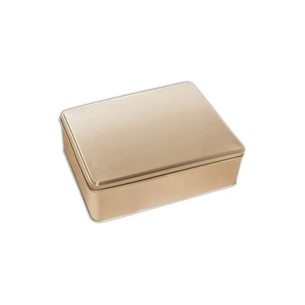 Rectangle Cookie Tins - 6-3/16 x 8-1/8 x 2-15/16 - Gold - 12 Tins/Pack
