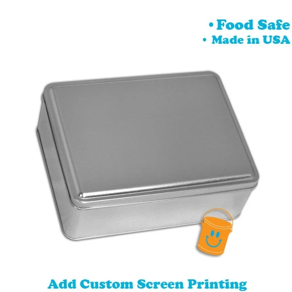 Rectangle Cookie Tins - 6-3/16 x 8-1/8 x 2-15/16 - Platinum - 12 Tins/Pack