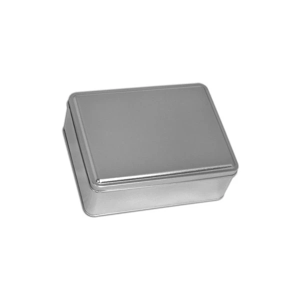 Rectangle Cookie Tins - 6-3/16 x 8-1/8 x 2-15/16 - Platinum - 12 Tins/Pack