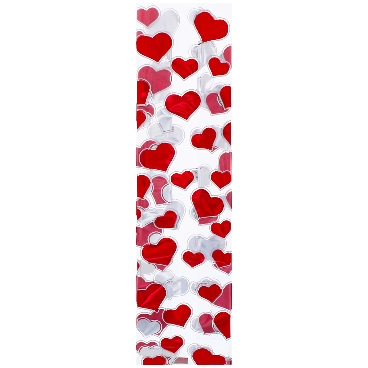 200 Bags - 1 lb. - 2.5 Mil Foil Accented Soft Bottom Cello Bags - Red Hearts