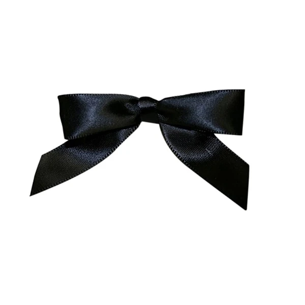 5/8" Ribbon - Pre-Tied Satin Twist Tie Bows - Black - 100 Bows