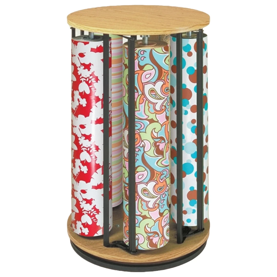 Gift Wrap Roll Holder - Suzy Rack 5 Roll Vertical Floor Unit (Oak)
