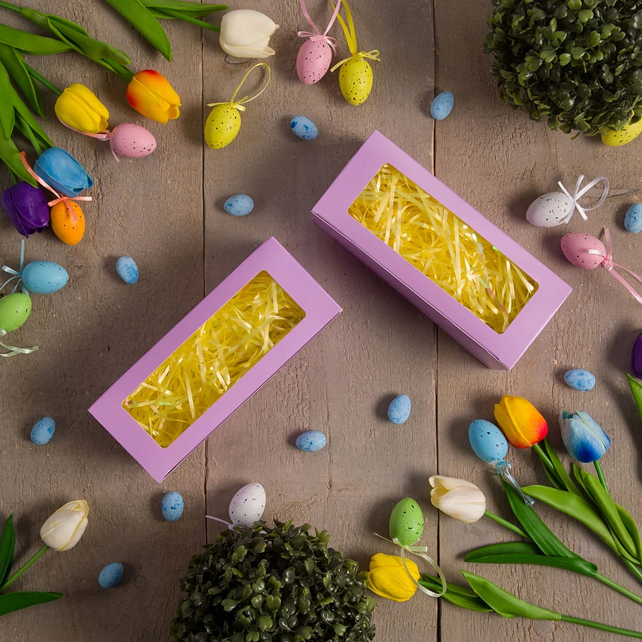 100 Boxes - Lavender Bakery Boxes with Window - 8" x 3-1/4" x 2-1/2"