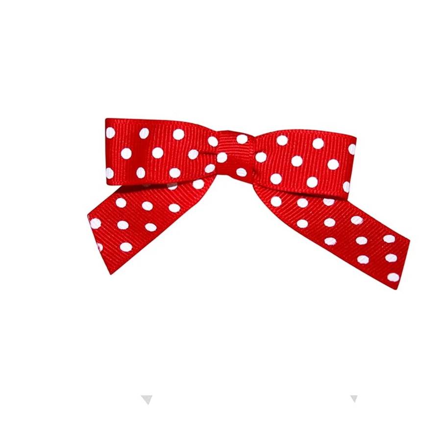 5/8" Red with White Dots Grosgrain - Pre-Tied Twist Tie Bows - 100 Bows/Pack