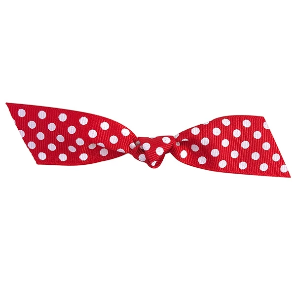 7/8" Red / White Grosgrain Dots - Pre-Tied Twist Tie Flair Bows - 100 Bows/Pack