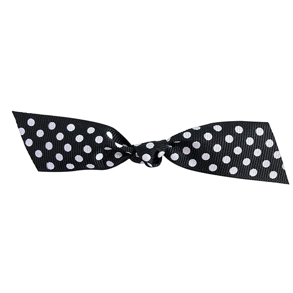 7/8" Black / White Grosgrain Dots - Pre-Tied Twist Tie Flair Bows - 100 Bows/Pack