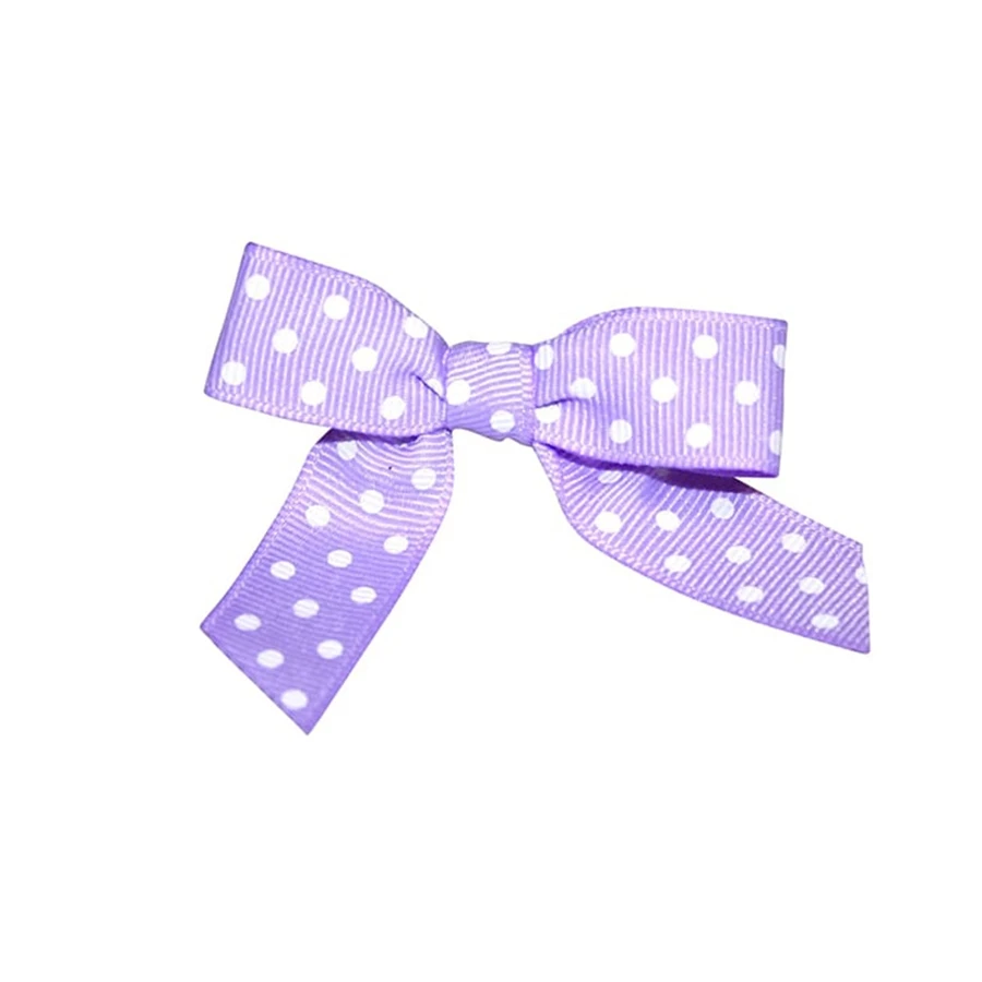 5/8" Lovely Lavender with White Dots Grosgrain - Pre-Tied Twist Tie Bows - 100 Bows/Pack