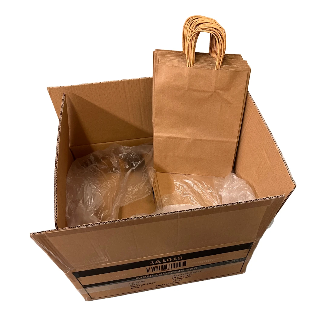 250 Bags - Recycled Kraft Paper Bag - 10" x 5" x 13"
