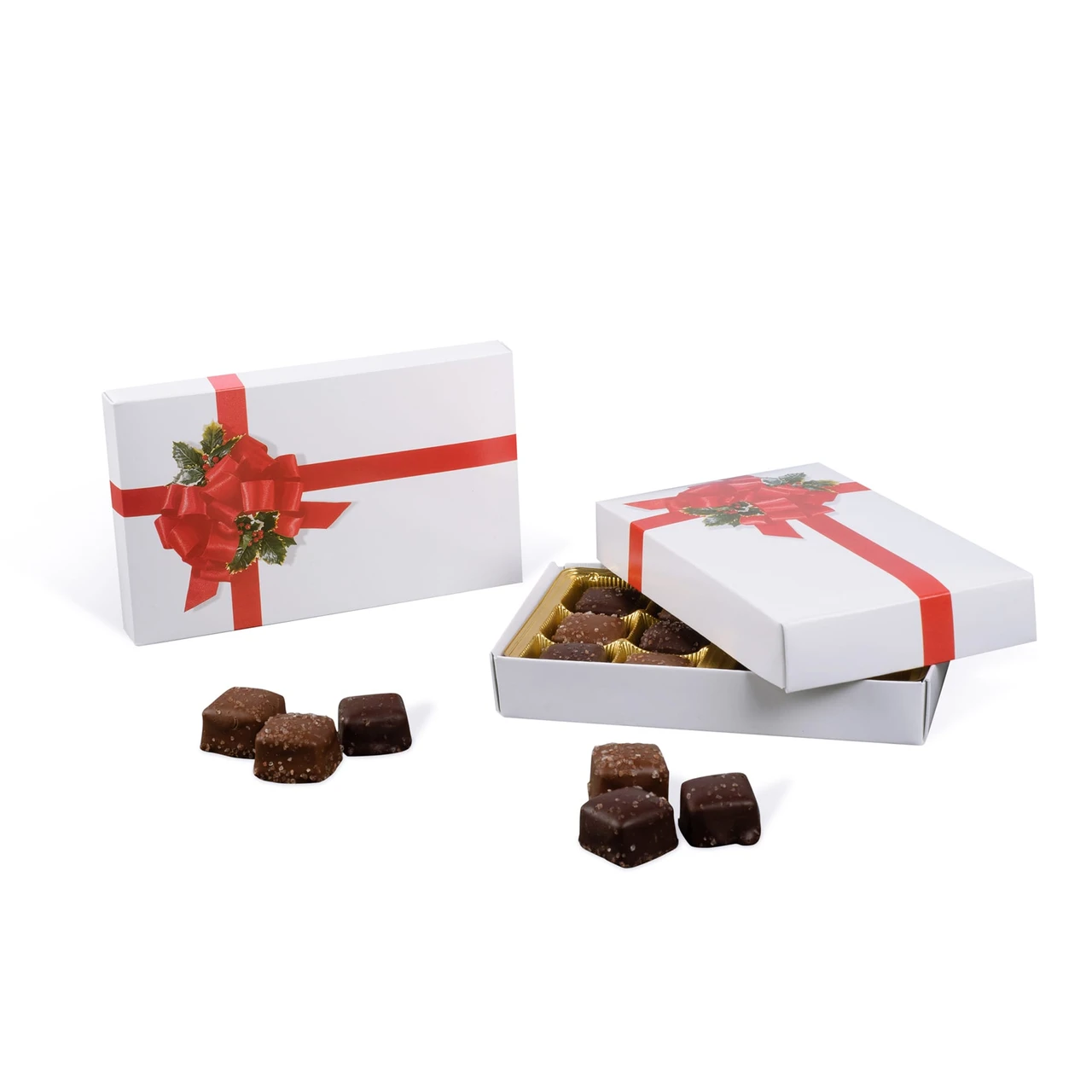 250 Covers - 1/2 lb. Candy Box Covers - Ribbon N' Holly - 7-1/8" x 4-1/2" x 1-1/8"