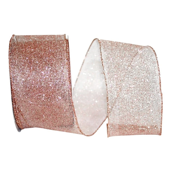 Rose Gold Micro Mesh Wired Ribbon - 2.5" x 20 Yds
