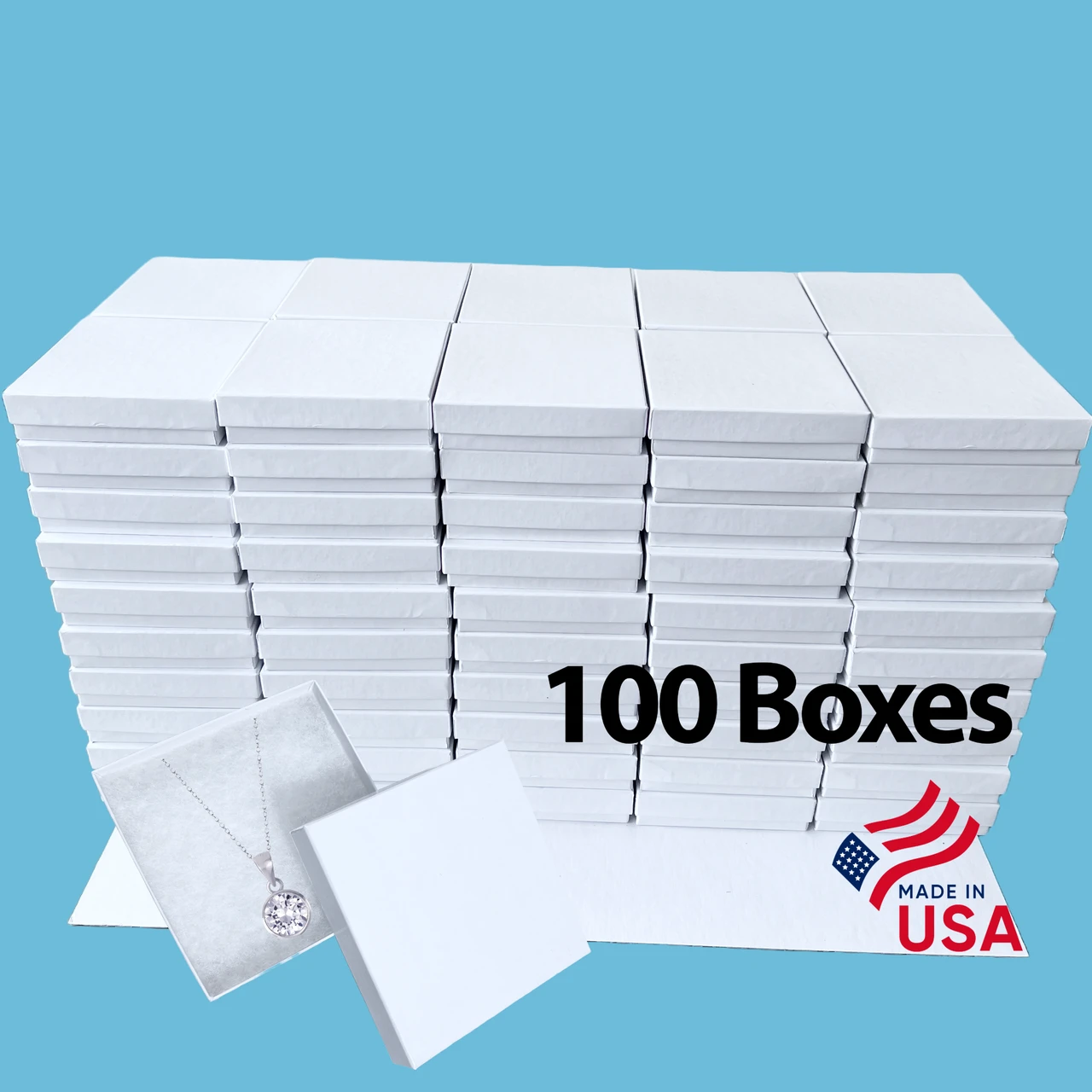 100 Boxes - Matte Navy Blue Jewelry Boxes