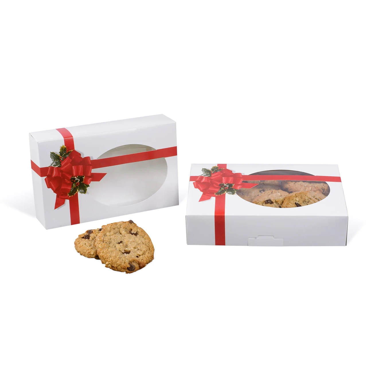 10 Boxes - Medium Grease Resistant Cookie/Bakery Boxes - Ribbon N' Holly