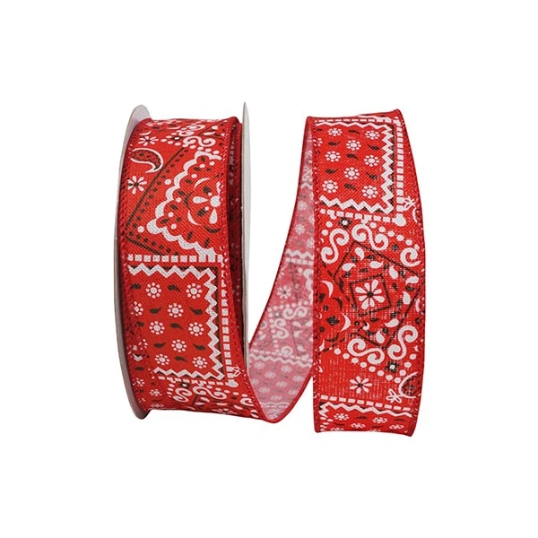 Bandana Today Red Wired Ribbon - 1.5" x 20 Yds