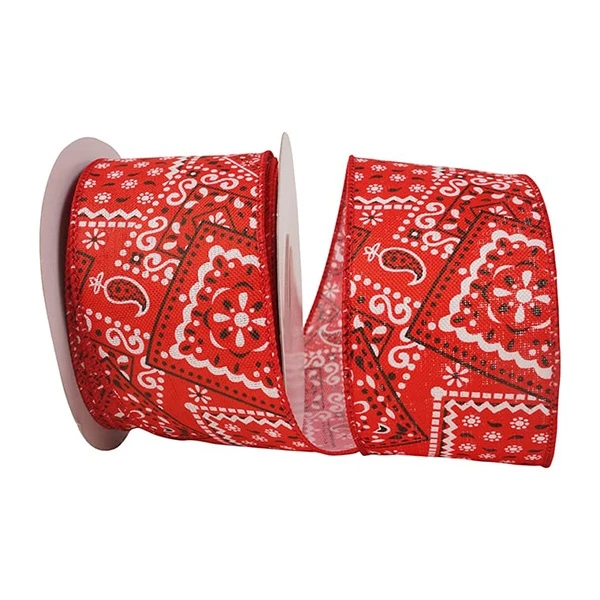 Bandana Today Red Wired Ribbon - 2.5" x 10 Yds