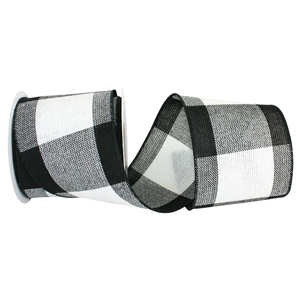 Gingham Check Stitched Grande Wired Ribbon - 4" x 10 Yds