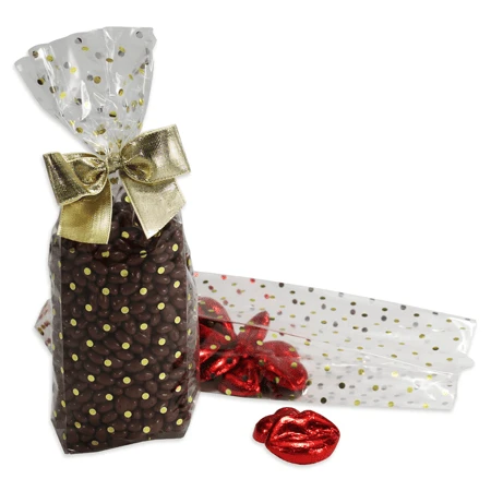 50 Bags - 1 lb. - 2.5 Mil Foil Accented Soft Bottom Cello Bags - Small