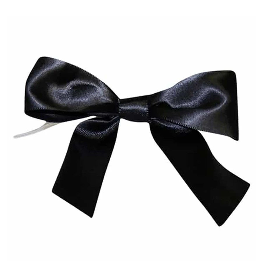 7/8" Antique White Grosgrain - Pre-Tied Twist Tie Bows - 100 Bows/Pack