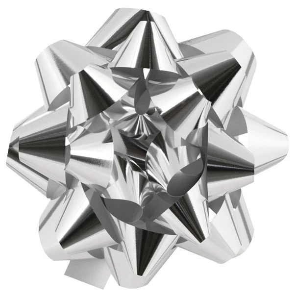 13" Diameter Silver Glitter Mega Bow with 23 loops - 6 Bows/Pack