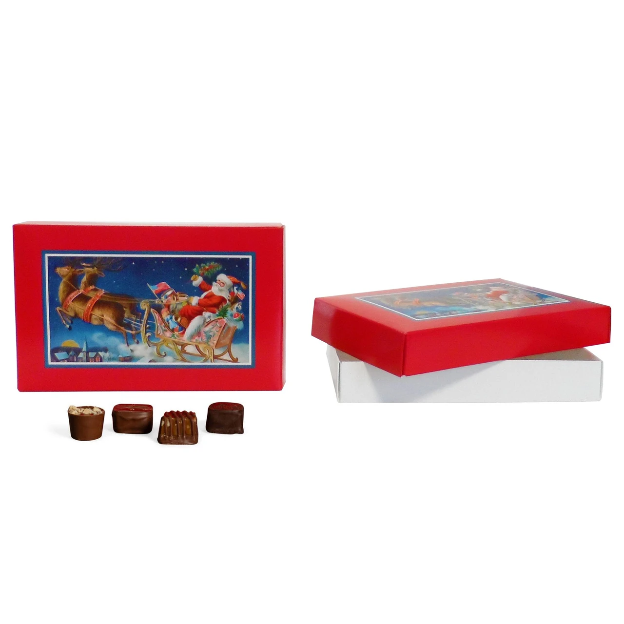 250 Covers - 1/2 lb. Candy Box Covers - Vintage Santa's Sleigh - 7-1/8" x 4-1/2" x 1-1/8"