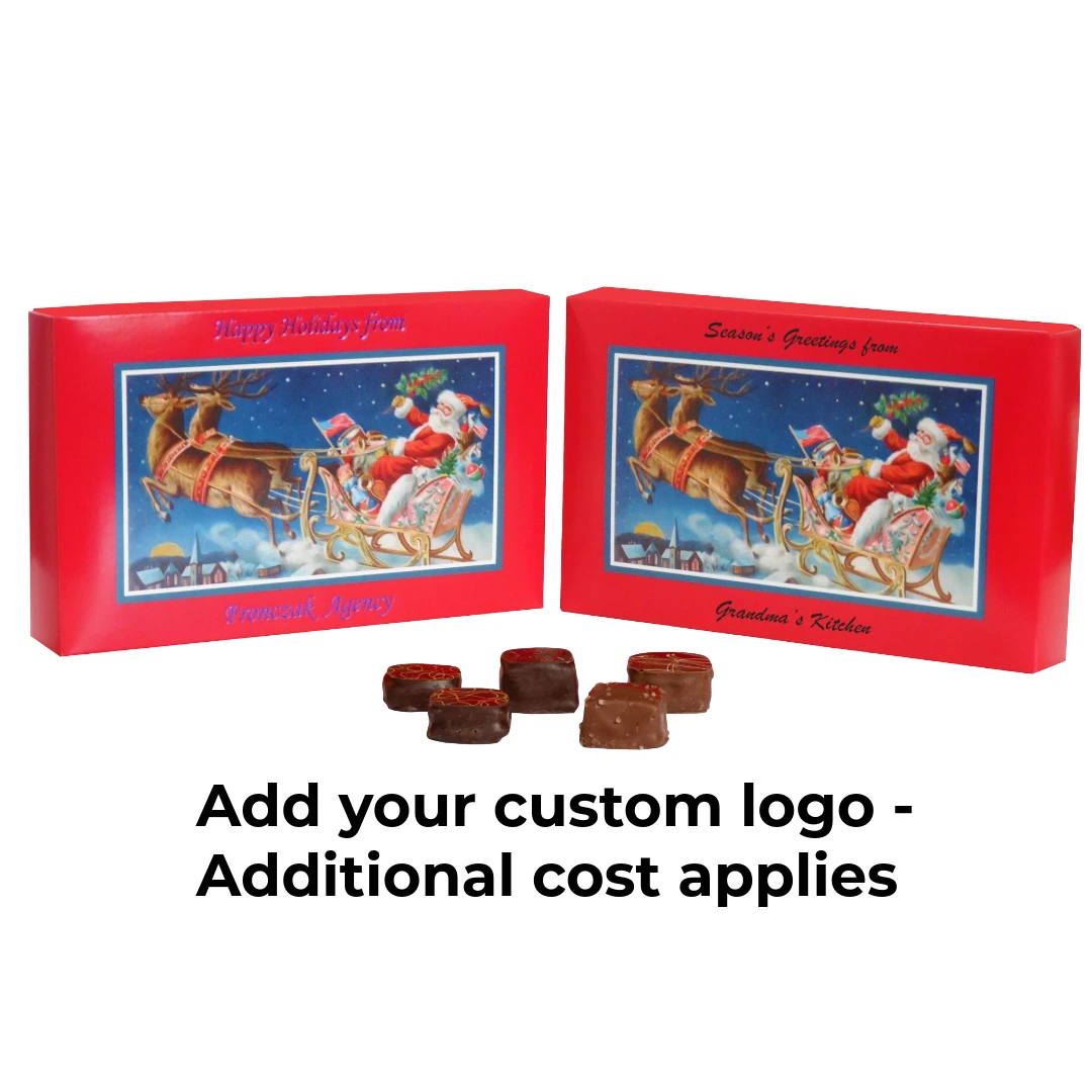 250 Covers - 1/2 lb. Candy Box Covers - Vintage Santa's Sleigh - 7-1/8" x 4-1/2" x 1-1/8"