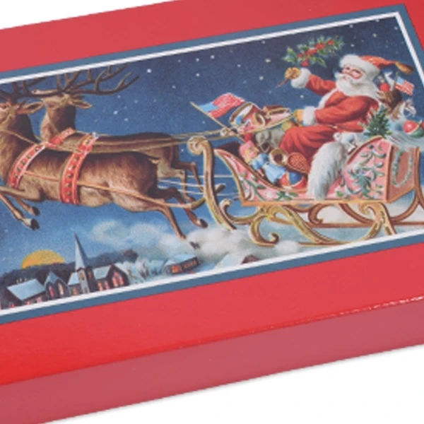250 Covers - 1/2 lb. Candy Box Covers - Vintage Santa's Sleigh - 7-1/8" x 4-1/2" x 1-1/8"