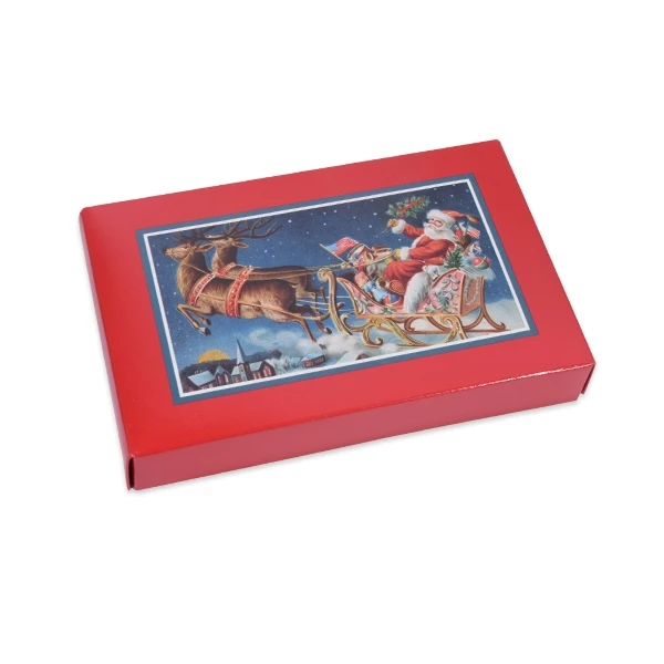 250 Covers - 1/2 lb. Candy Box Covers - Vintage Santa's Sleigh - 7-1/8" x 4-1/2" x 1-1/8"