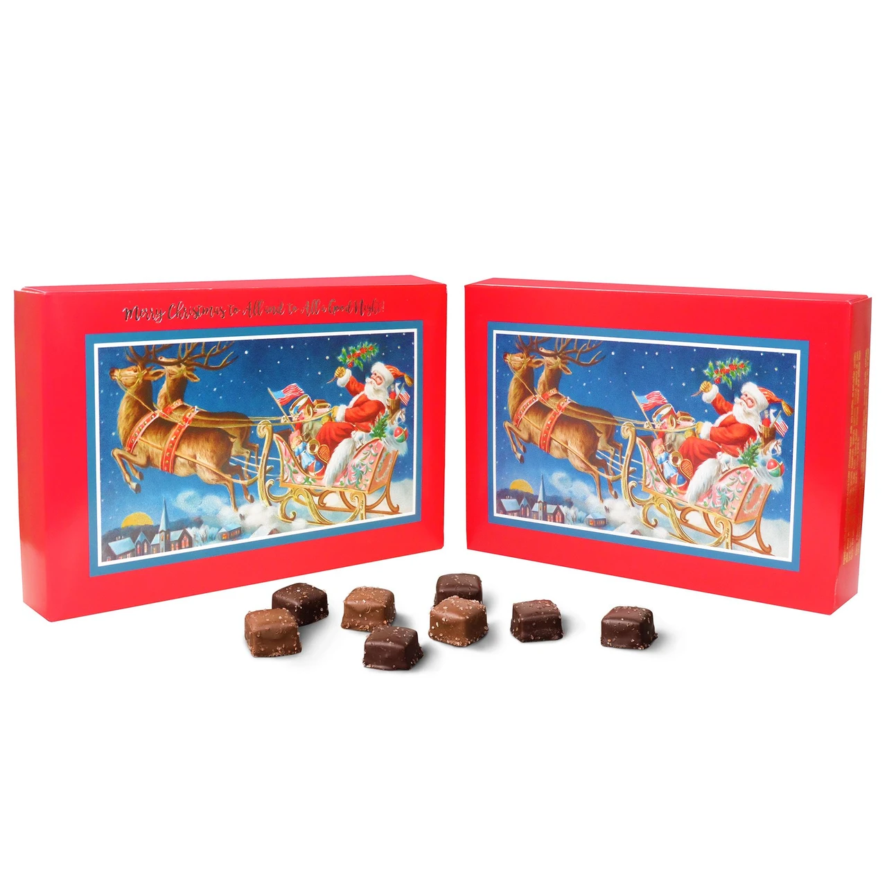 250 Covers - 1 lb. Candy-Chocolate Box Covers - Vintage Santa's Sleigh