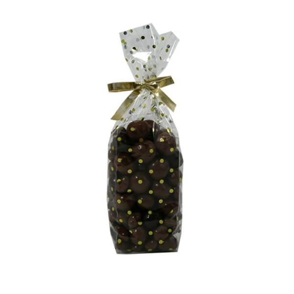 2.5 Mil Foil Accented Soft Bottom Bags - 1/2 lb. Small Gold Dots 50 or 200 per pack