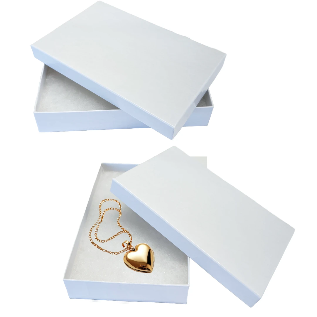 100 Boxes - White Swirl Jewelry Box - Large - 5-7/16" x 3-1/2" x 1"