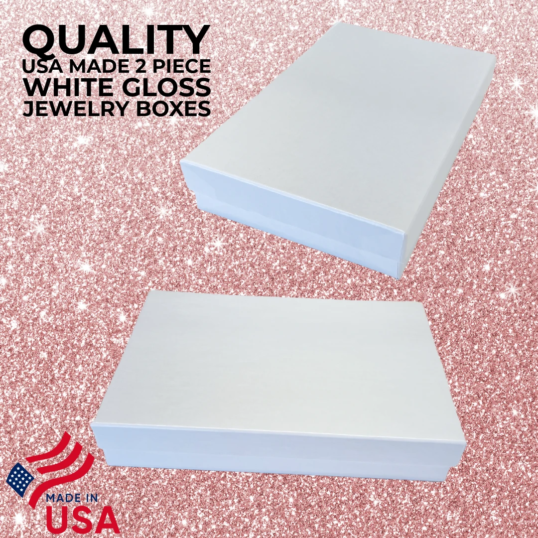 100 Boxes - White Swirl Jewelry Box - Large - 5-7/16" x 3-1/2" x 1"