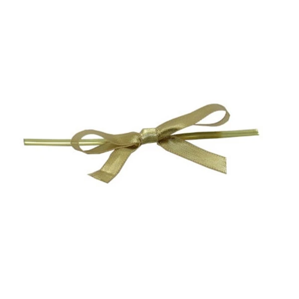 Pre-Tied Small Twist Tie Bows - Metallic Gold - 1000 Bows/Pack