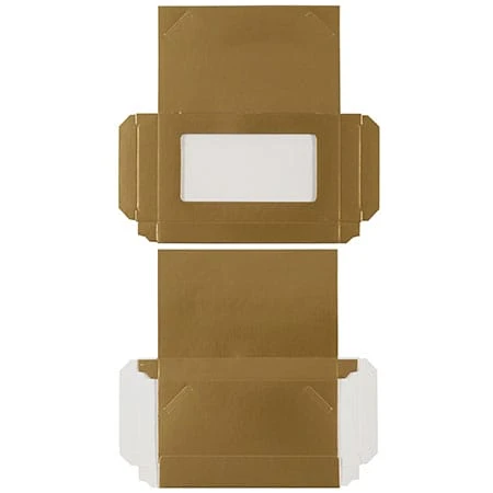 250 Boxes - Gold Business Card Boxes with Windows-Book Style Flap