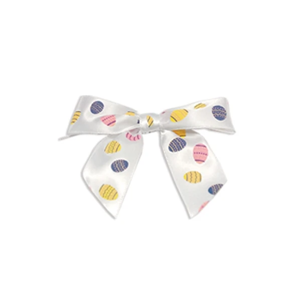 Pre-Tied Satin Twist Tie Bows - Easter Eggs - 100 Bows/Pack