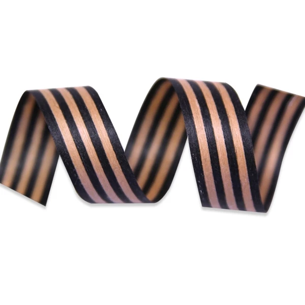 Black and Kraft Stripes Cotton Curling Ribbon - 1/2" x 100 Yds.