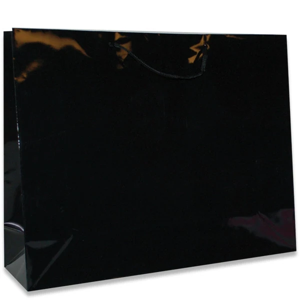 50 Bags - Black Gloss Laminated Euro Paper Bags