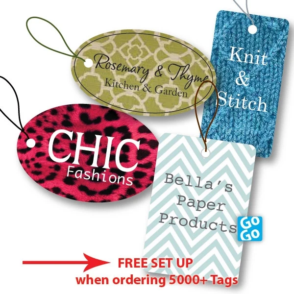 Custom Full Color Digital Tags - With Strings - Large Shapes