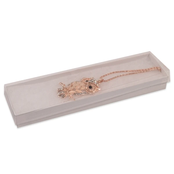 100 Boxes - Clear Top with White Bases Jewelry Boxes - 8" x 2" x 7/8"