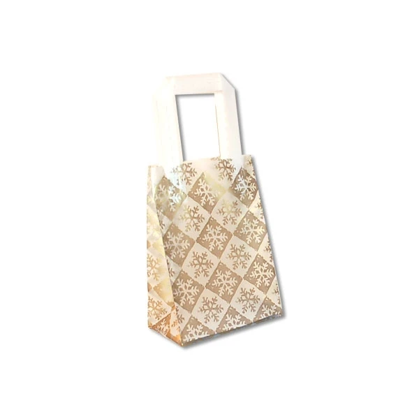 Frosted Bags Mini - Snowflake Check Gold 100 Bags/Case