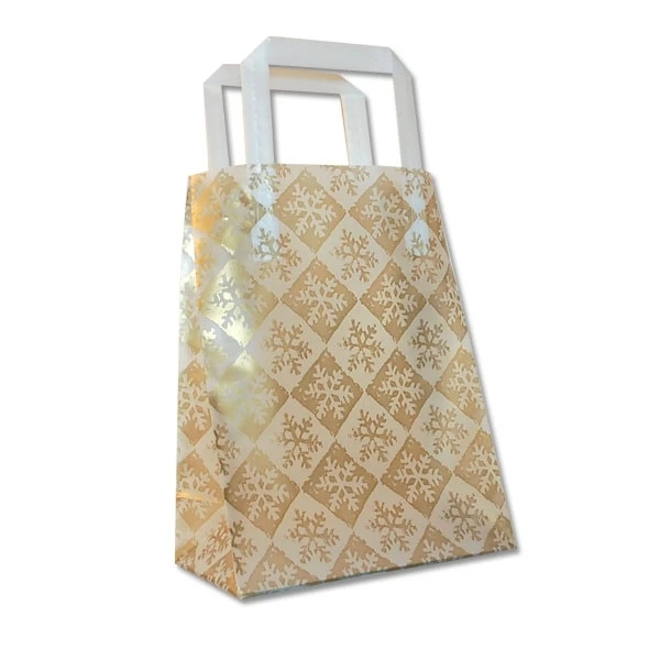 Frosted Bags Petite - Snowflake Check Gold-FB-191A -100 Bags/Case