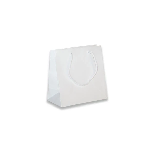 100 Bags - Matte Laminated Euro Paper Bags - White - 6-1/2" x 3-1/2" x 6-1/2"