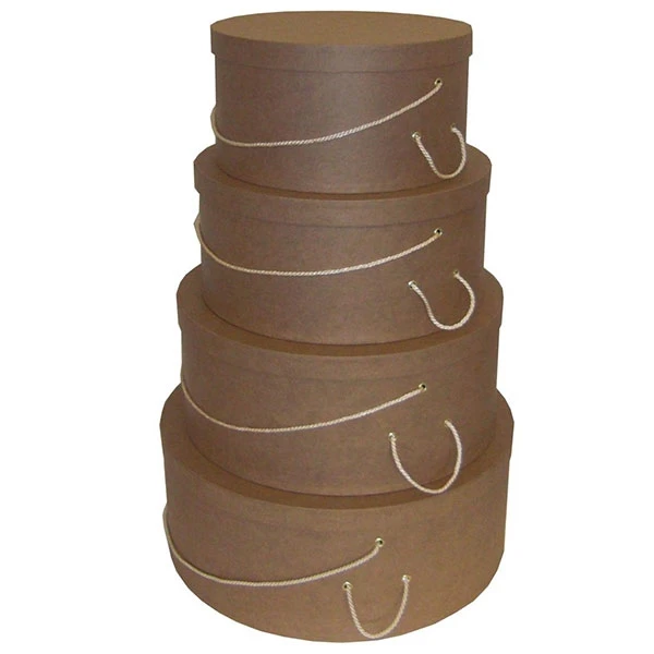 Rigid Hat Box Sets - Natural Kraft