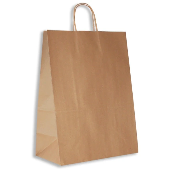 Recycled Kraft Paper Bags: 13" x 7" x 17-1/2" - 250 Bags/Case