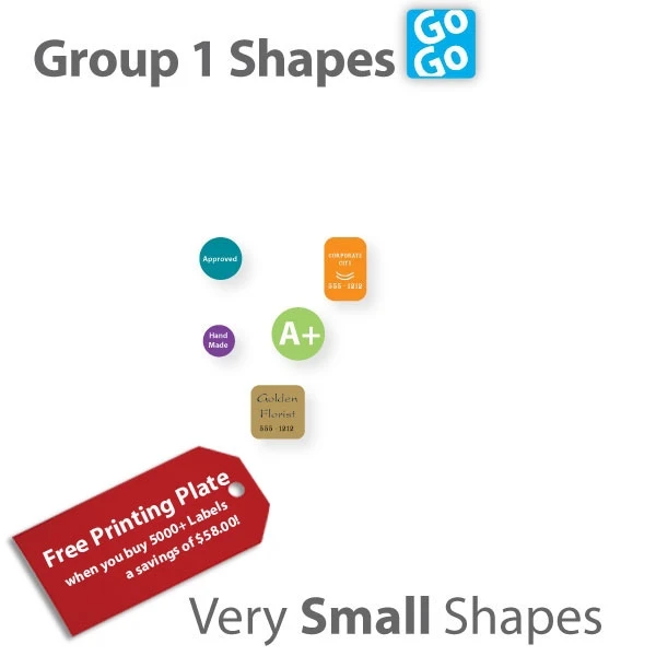 1000 Labels - Ink Printed Labels - Very Small Shapes