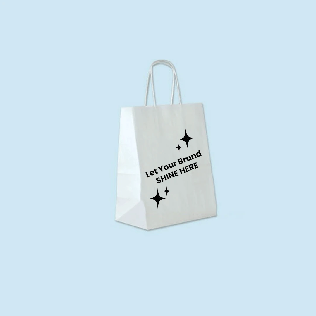250 Bags - White Kraft Paper Bags - 8.25" x 4.33" x 10.6"