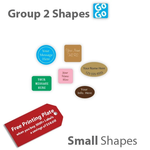 1000 Labels - Ink Printed Labels - Small Shapes