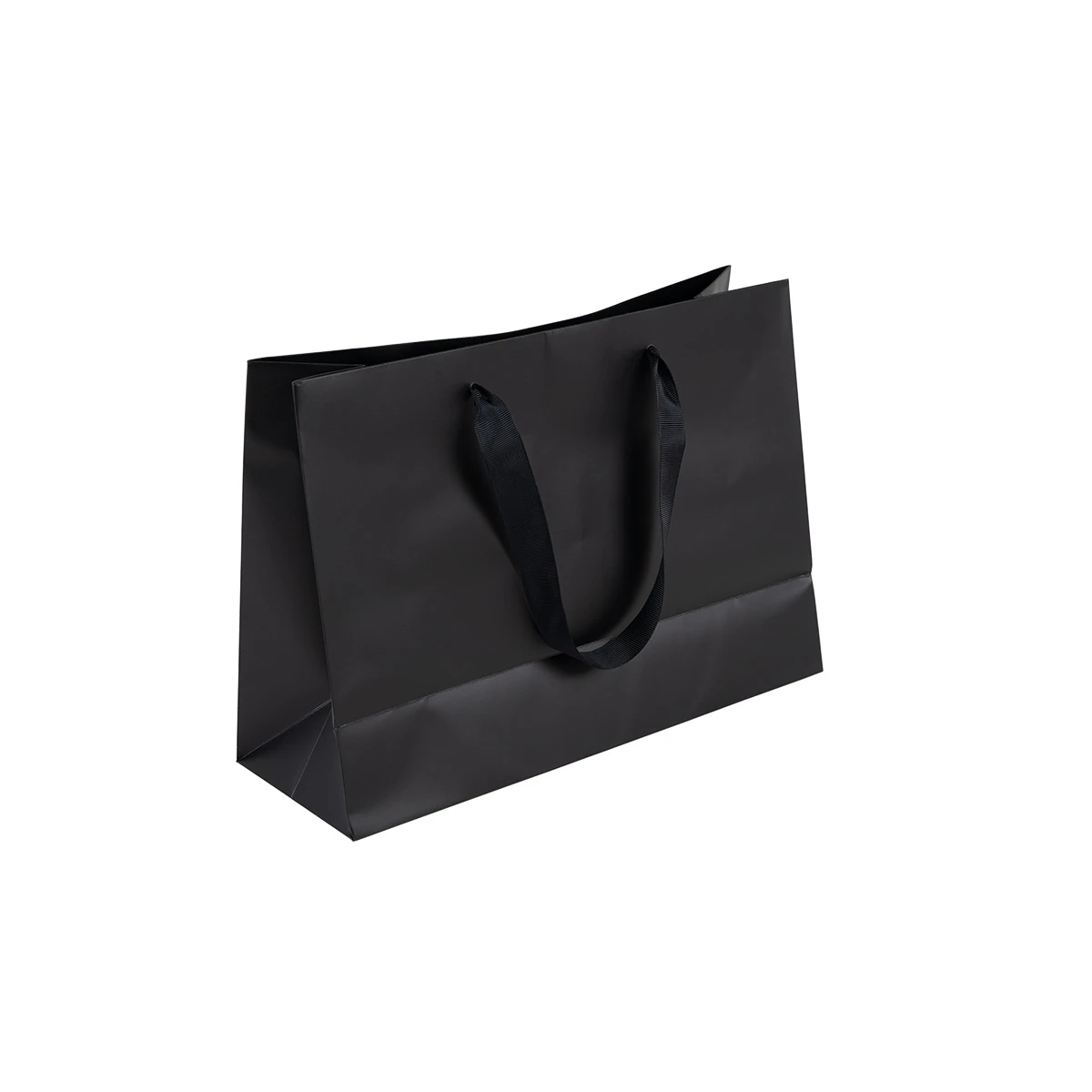 100 Bags - London Paper Shopping Bags - 12-1/2" x 4-1/2" x 9" Matte Black